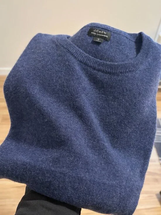 J. Crew Blue 100% Cashmere Crewneck Crew Sweater – Size S / Small - Picture 8 of 8